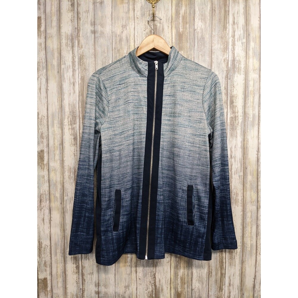 Christopher & Banks CJ Banks RESTYLED Blue Ombre Zip-up Jacket Medium NWT $60